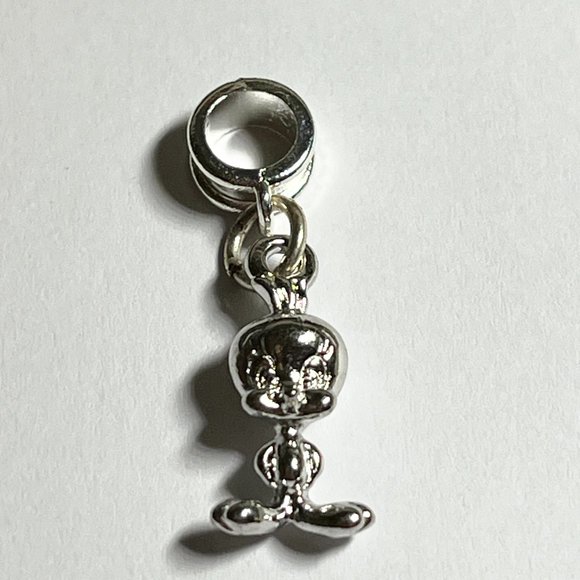 Vintage Tweety Bird Charm European Slider Bead for Bracelet Necklace Silver tone - Picture 5 of 8
